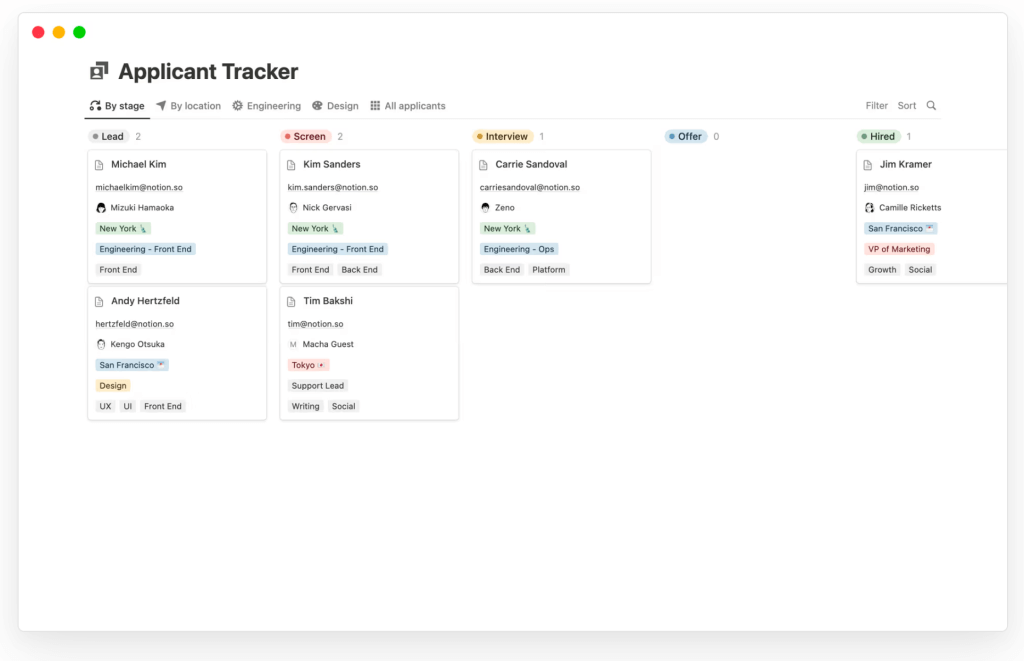 Applicant Tracker with Automations by Notion