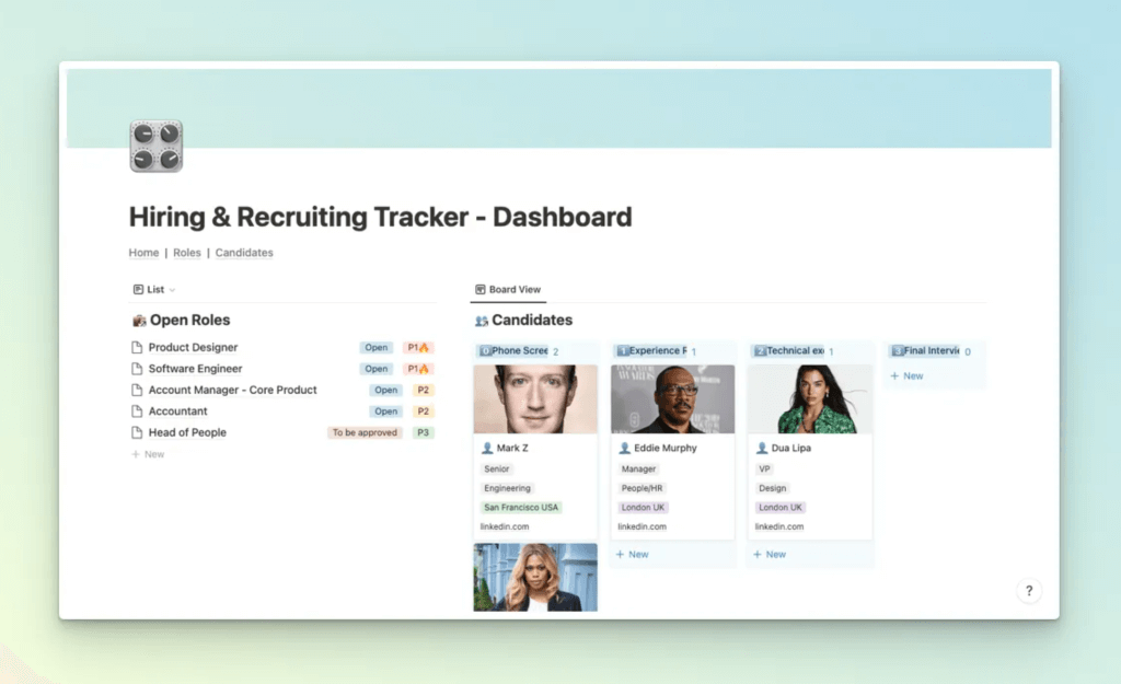 Hiring & Recruiting Tracker by Notion Everything